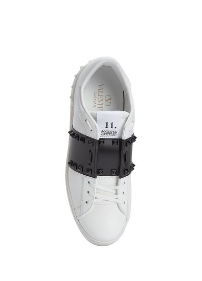 Valentino Garavani Rockstud Siyah Beyaz Kadın Deri Sneaker - 4