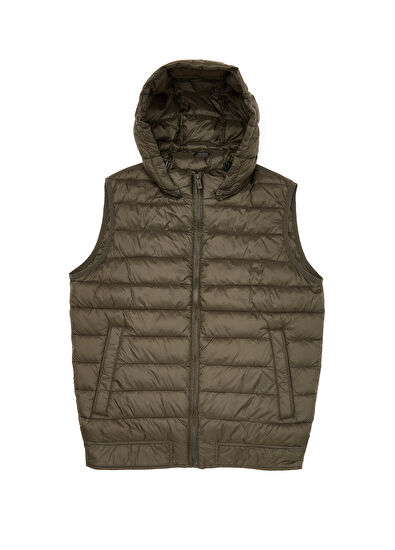 Beymen Club Khaki Hooded Quilted Vest - 11