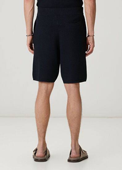 Beymen Club Navy Blue Waffle Textured Knit Shorts - 3