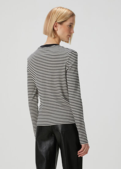 Anine Bing Alessia Siyah Çizgili Uzun Kol T-shirt - 4