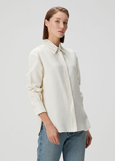 Golden Goose Krem Taş İşlemeli Gömlek - 3