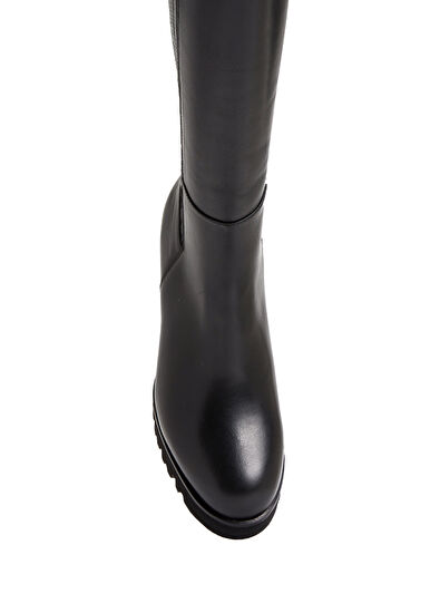 Beymen Club Siyah Chunky Topuklu Deri Çizme - 4