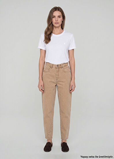 Beymen Club Tapered Fit Bej Jean Pantolon - 7
