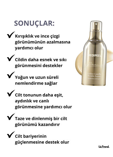 MEDIPEEL Premium Golden Camellia Wrinkle Essence Kamelya Özlü Premium Lifting Esansı Yatıştırıcı Cilt Serumu 50 ml  - 4