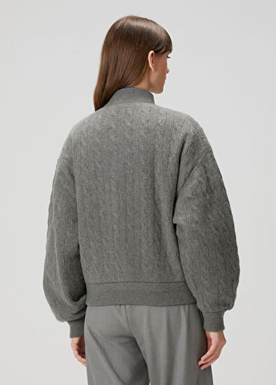 Polo Ralph Lauren Gri Örgü Dokulu Yün Ceket - 4