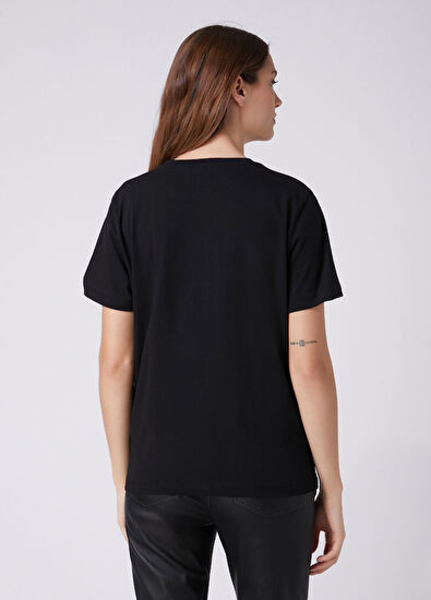 Beymen Club Siyah Hotfix Logolu T-shirt - 5