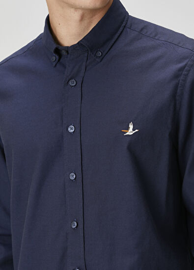 Beymen Club Comfort Fit Lacivert Oxford Gömlek - 6