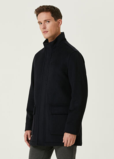 Beymen Club Lacivert Yün Flanel Kaban - 4