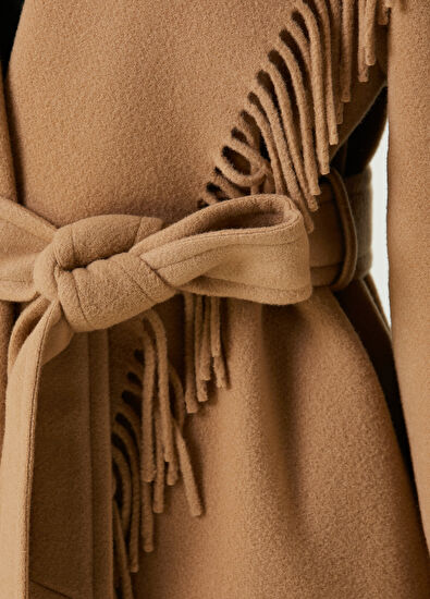 Balenciaga Camel Püskül Detaylı Yün Palto - 4