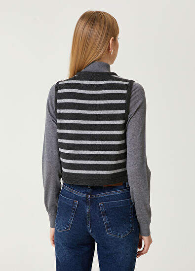 Anthracite Cropped Wool Vest Beymen Club Anthracite Cropped Wool Vest - 6