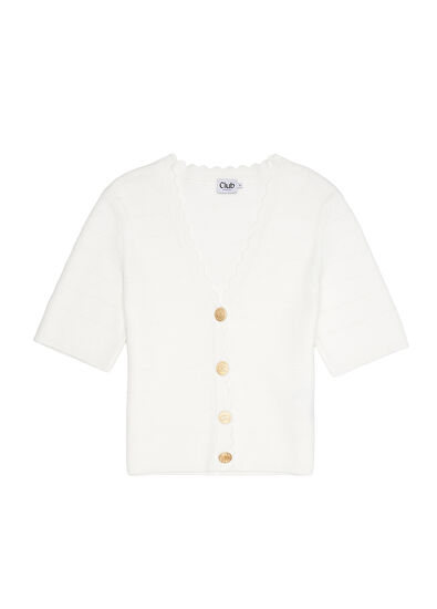 Beymen Club White Rib Short Sleeve Cardigan - 7