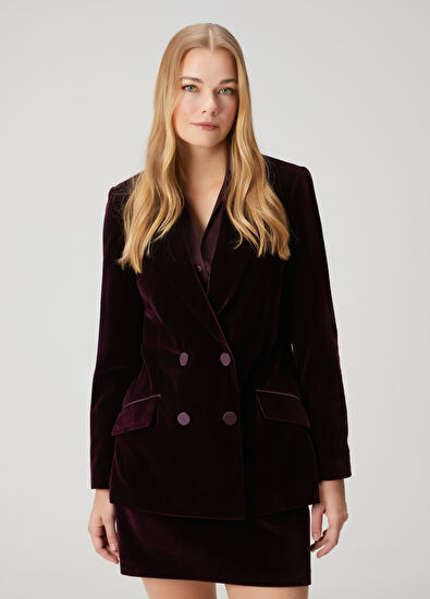 Beymen Club Plum Double-Breasted Evening Jacket - 5