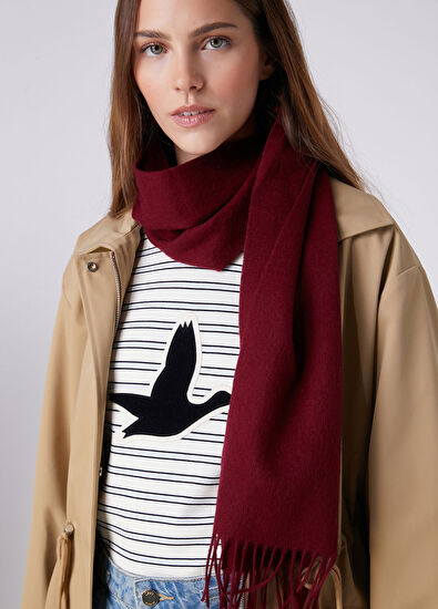 Beymen Club Burgundy Tassel Men's Wool Scarf - 3