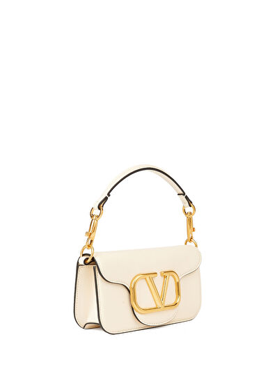 Valentino Garavani VLogo Krem Kadın Deri Çanta - 3