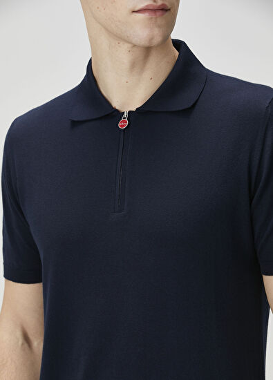 Koyu Mavi Polo Yaka Kısa Kollu Triko - Görsel 6