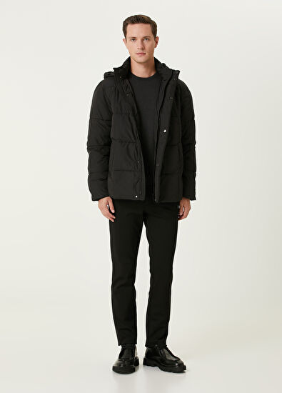 Beymen Club Siyah Kapüşonlu Kapitoneli Mont - 3