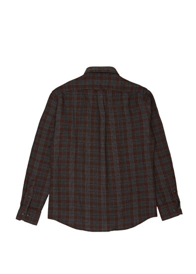 Beymen Club Comfort Fit Brown Honeycomb Plaid Shirt - 6