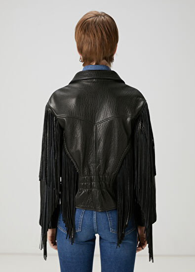 Beymen Club Siyah Püsküllü Deri Ceket - 6