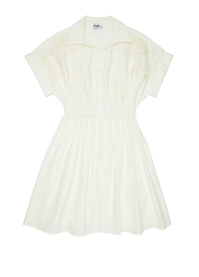 Beymen Club Off-White Embroidered Mini Shirt Dress - 7