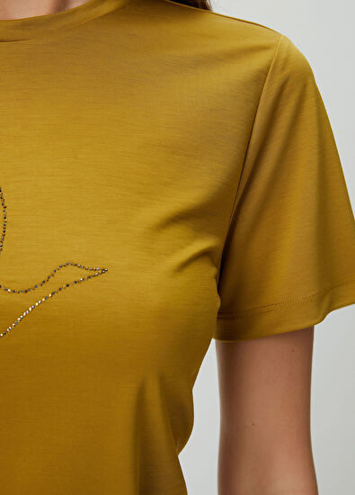 Beymen Club Yeşil Hotfix Kaz Logolu Viskon T-shirt - 7