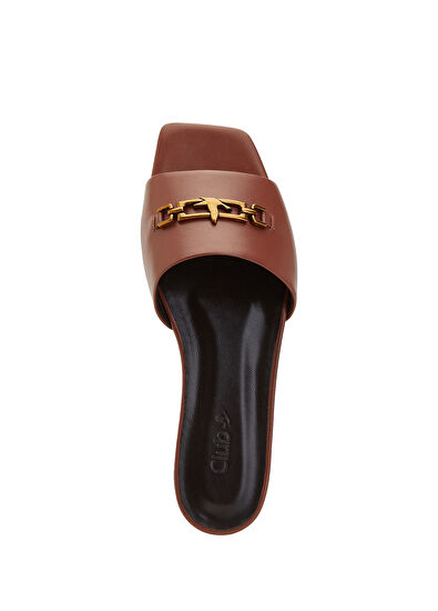 Beymen Club Gül Kurusu Zincir Logo Kadın Deri Terlik - 4