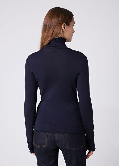 Beymen Club Lacviert Basic Wool Thin T-Shirt - 5