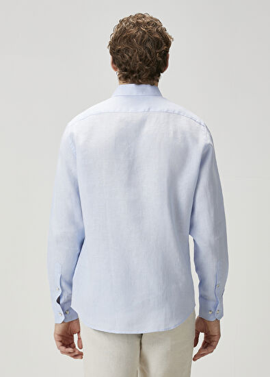 Beymen Club Açık Mavi Keten Gömlek - 5