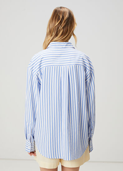 Beymen Club Mavi Beyaz Çizgili Gömlek - 6