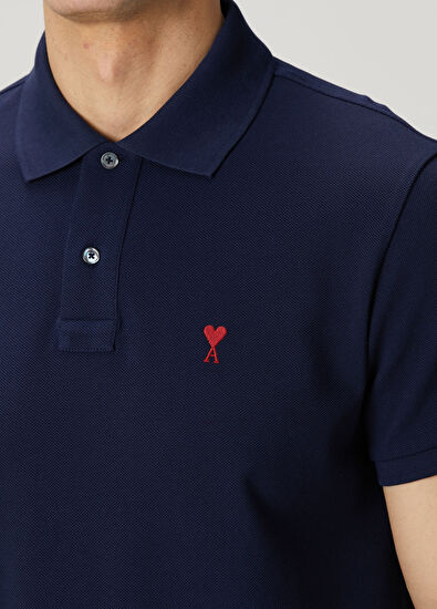 Ami Paris Classic Fit Lacivert Polo Yaka T-shirt - 5