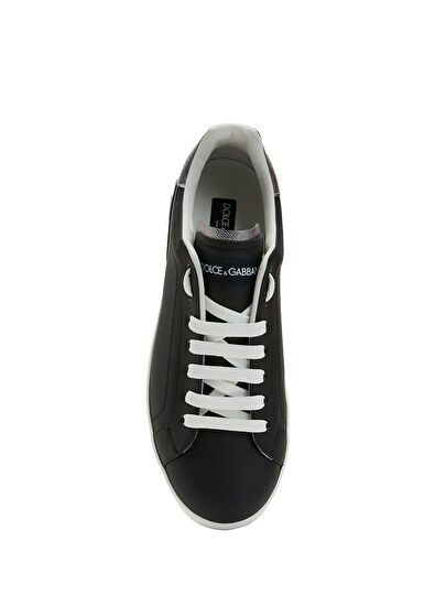 Dolce&Gabbana Portofino Black And White Logo Detailed Mens Leath - 4