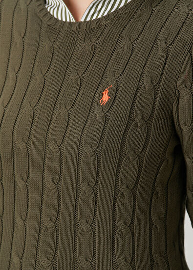 Haki Saç Örgü Kazak - Görsel 7