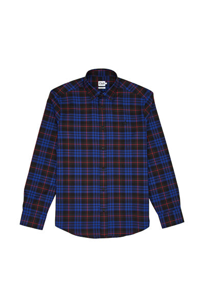 Beymen Club Comfort Fit Sax Blue Plaid Shirt - 5