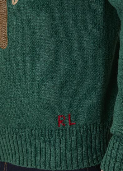Polo Ralph Lauren Green Teddy Bear Jacquard Linen Sweater - 6