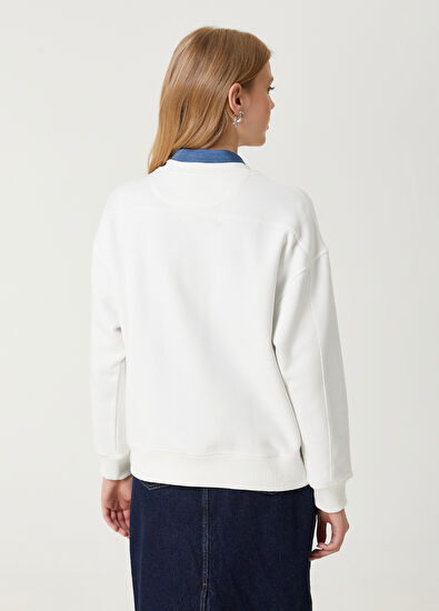 Beymen Club Club Logo White Embroidered Basic Sweatshirt - 6