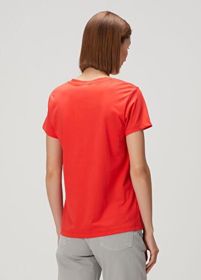 Beymen Club Nar Çiçeği V Yaka Dökümlü T-shirt - 4