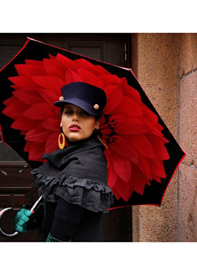 Pasotti Red Black Handle Umbrella - 5