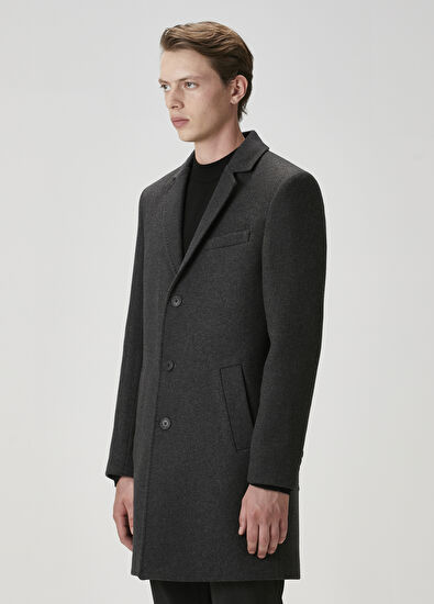 Beymen Club Antrasit İtalyan Yün Kaşe Palto - 6