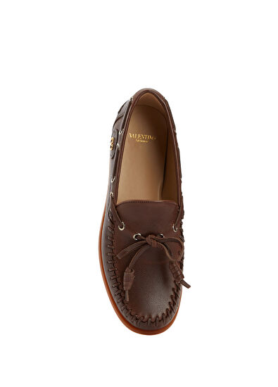 Valentino Garavani Palm Avenue Kahverengi Kadın Deri Loafer - 4