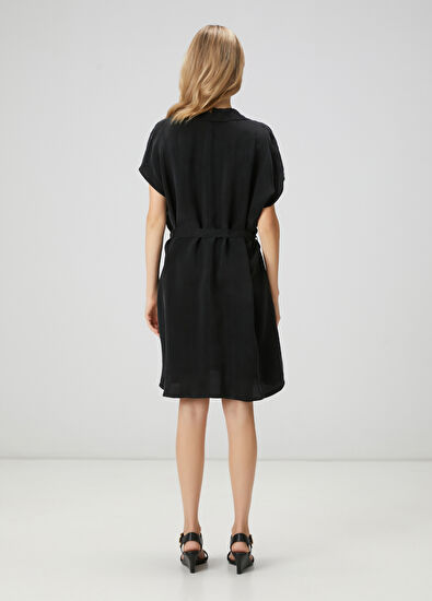 Beymen Club Siyah Cupro Mini Gömlek Elbise - 5