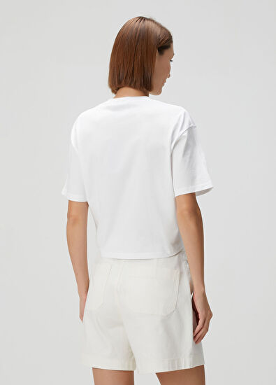 Versace Strawberry Garden Beyaz Crop T-shirt - 4