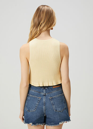 Beymen Club Krem Fırfır Detaylı Crop Atlet - 5