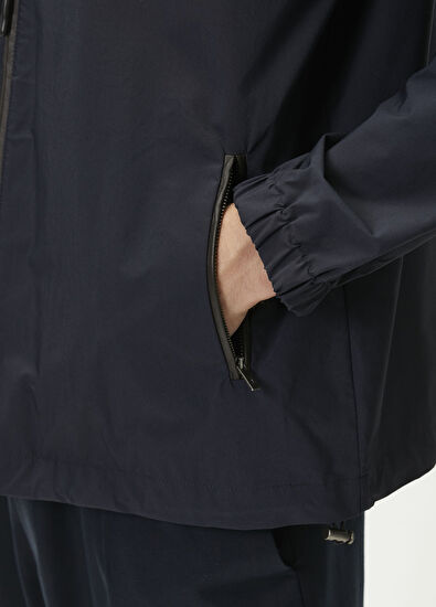 Beymen Club Lacivert Kapüşonlu Deri Biyeli Mont - 6