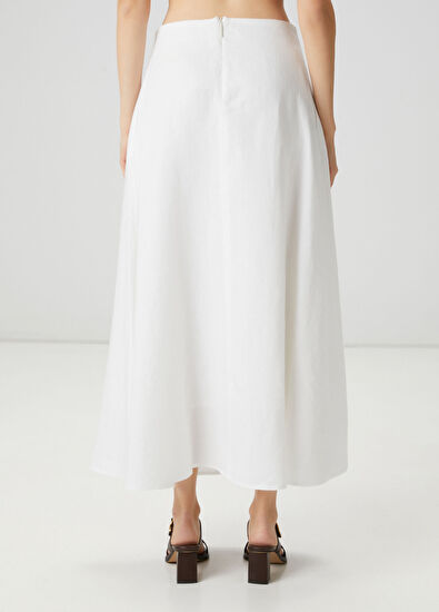 Beymen Club Off-White Long Linen Skirt - 4