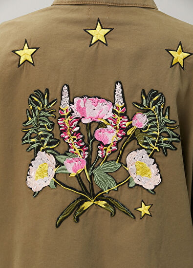 Beymen Club Khaki Floral Embroidered Casual Jacket - 5