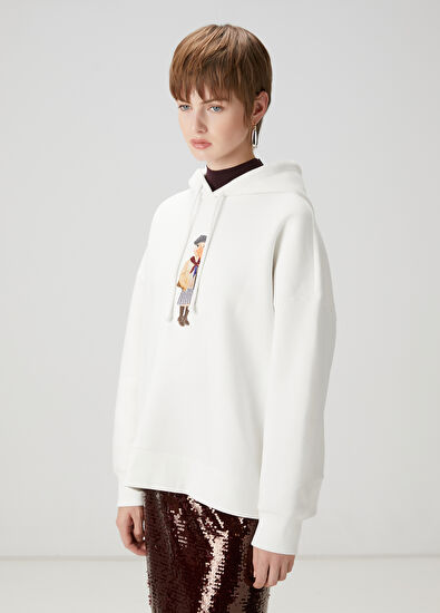 Beymen Club Clubby Oversize Kırık Beyaz Kapüşonlu Sweatshirt - 5