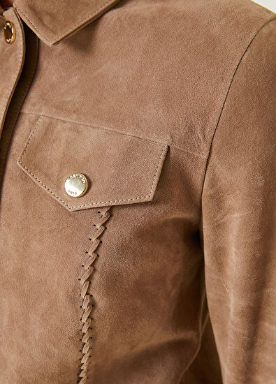 Beymen Club Bej Örgü Detaylı Süet Ceket - 5