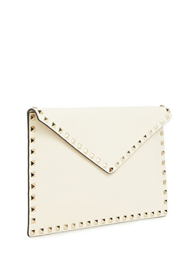 Rockstud Ekru Kadın Deri El Portföyü - Görsel 4