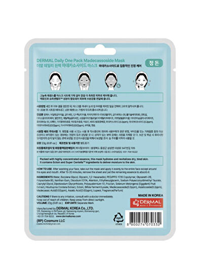 Dermal Madecassoside Mask Kuru ve Yorgun Ciltler İçin Nemlendirici ve Canlandırıcı Madecassoside Kore Maskesi 23 gr - 5