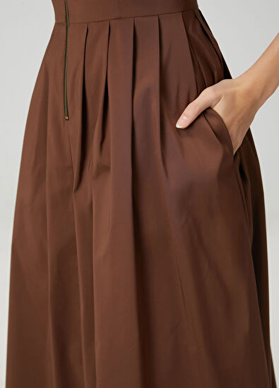 Beymen Club Brown Midi Taffeta Shirt Dress - 7