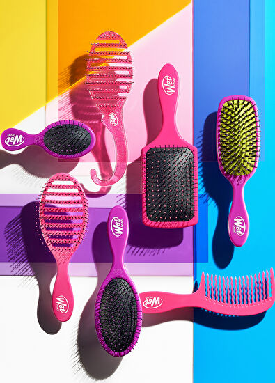 Wet Brush Paddle Detangler Pembe Dolaşık Açıcı Geniş Kadın Saç Fırçası  - 5
